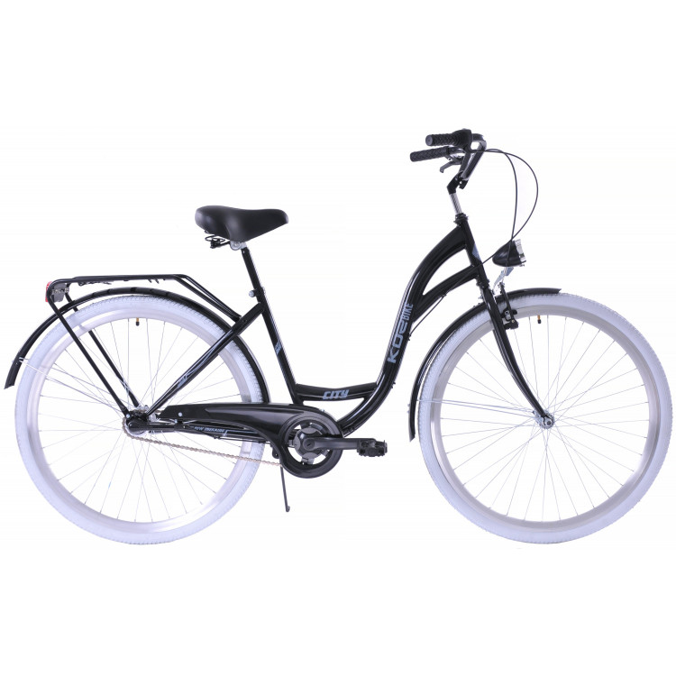 Mestský bicykel 28" Kozbike K14 3-prevodový Čierny - biele kolesá